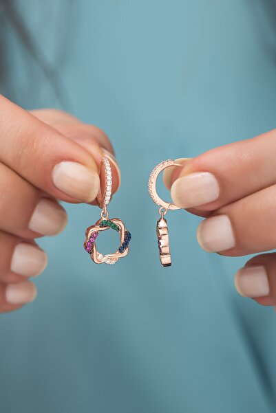 Nereze 925 Ayar Gümüş Mix Taşlı Sarmal Tasarım Küpe