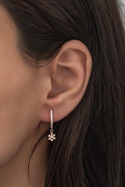 Nereze 925 Ayar Gümüş Minimal Çiçek Küpe