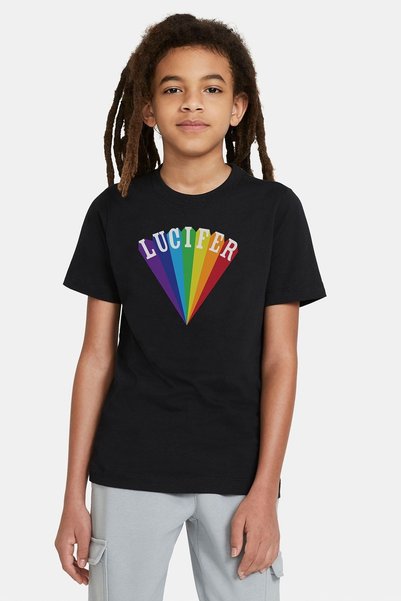 QIVI Unisex dečija crna majica Lucifer Rising Štampano
