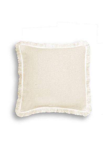 vivamaison Un singur design special, cremă, cu patru colțuri, cu ciucuri de in, husă de pernă, 43x43 cm