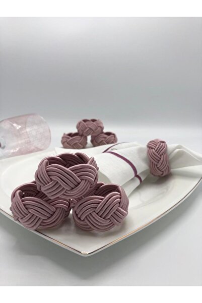 miraç tekstil 8-Piece Napkin Ring Ring Straw Set Powder