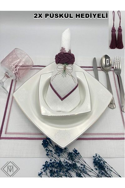 KATMERTEKS 8 Pieces Wicker Model Plum Napkin Ring Ring