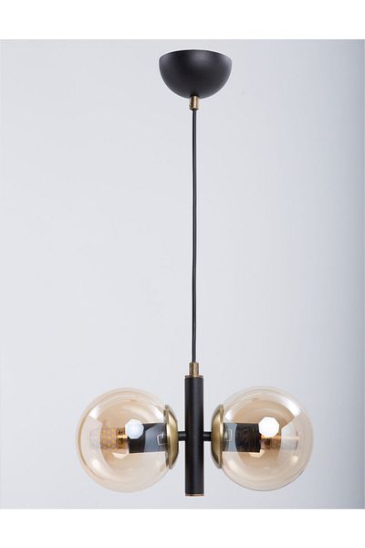 MŞ Aydınlatma Monera Black Tumbled Finish Honey Glass Chandelier
