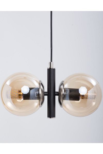 MŞ Aydınlatma Monera Black Nickel Plated Honey Glass Chandelier