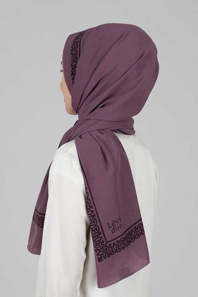 Levidor Purple Patterned Medina Silk Shawl - 0004C560