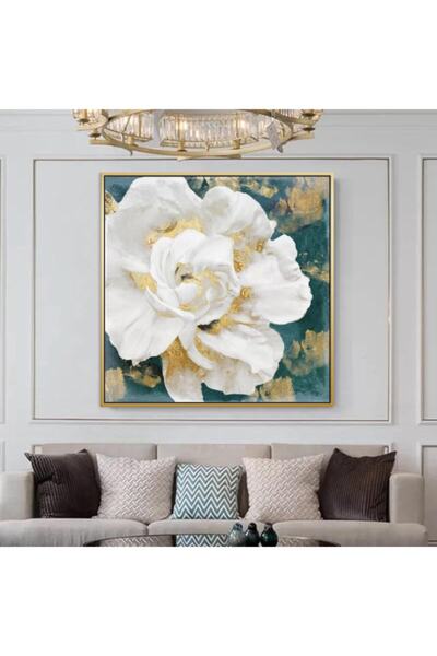 Markazip Altın Metal Çerçeveli Kanvas Tablo 90x90cm Kod: Zv2004-k-a