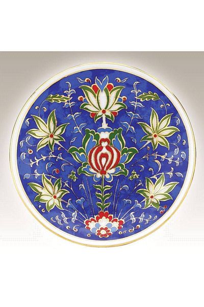 Kütahya Porselen Blue Hand Decorated Plate 13 cm Decoration No 013884