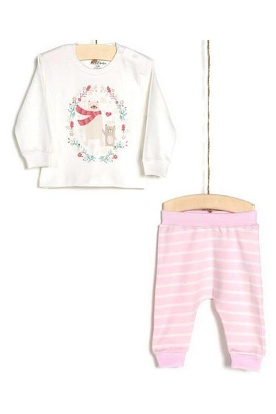 Aziz Bebe Baby Girl Ecru Badi Trousers - Set of 2
