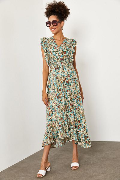 XHAN Kleid - Grün - A-Linie