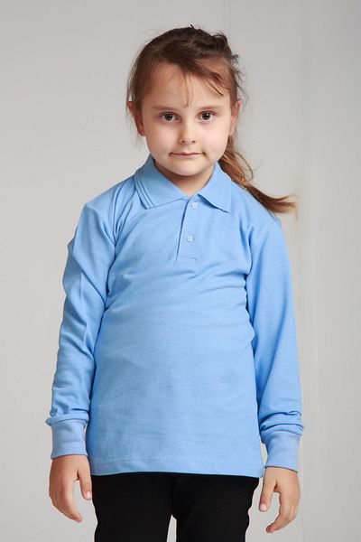 Dragora Gât polo cu mânecă lungă din bumbac pieptănat albastru