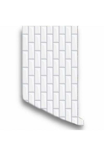 FNC CONCEPT White Tile Ceramic Patterned Kitchen Countertop Self-Adhesive Foil 65x100cm
