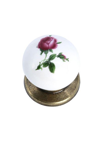 Porcellana Perla Porcelain Handle Cabinet Drawer Furniture Handle Ruby Button-Antique-Yellow-White-Stk0168