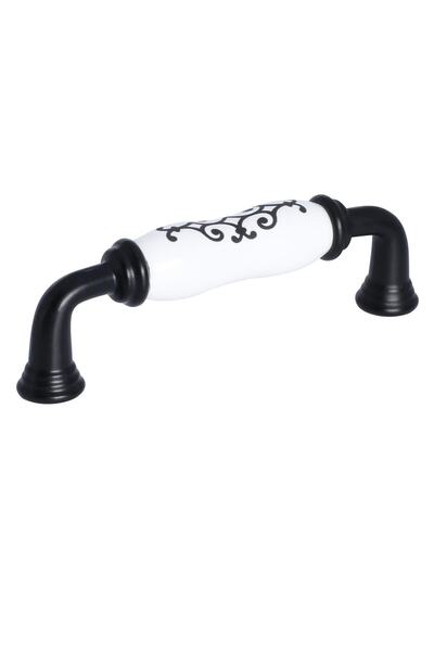Porcellana Perla Porselen Kulp Dolap Çekmece Mobilya Mutfak Kulbu Safir 96mm-siyah-beyaz-stk225