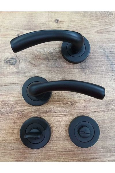 ARON Marmara Round Rosette Matte Black Interior (bathroom-wc) Door Handle 1 Set