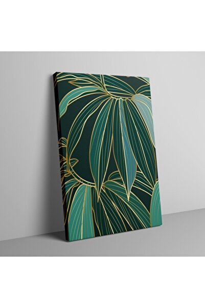 HOMEPACK Canvas Wall Painting Set 3 Piece Canvas Set Green Gold Leaves Hp100