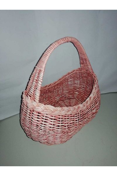 Bahat Wicker Antique Pink Table Top Fruit Holder Mini Picnic Basket