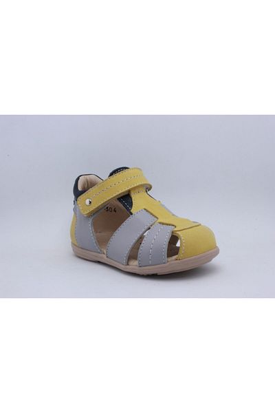 Ortopedia Yellow Gray First Step Sandals