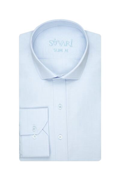 SÜVARİ Slim Fit Soluk Mavi Erkek Gömlek