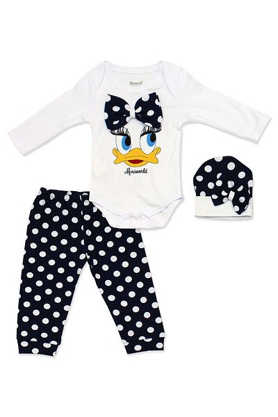 Miniworld Baby Girl Polka Dot Duck 3 Piece Baby Girl Set 3-6/6-9 Months