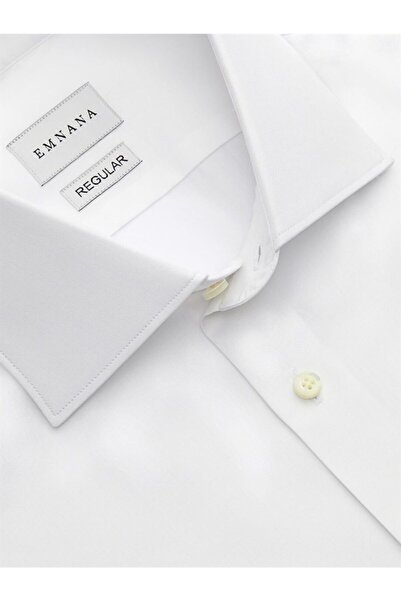 EMNANA Beyaz Premium Twill Regular Fit Gömlek