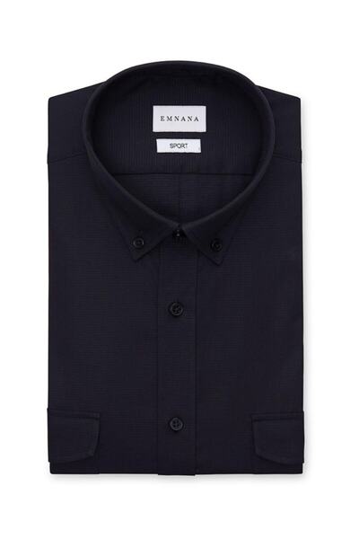 EMNANA Siyah Spor Regular Fit Gömlek