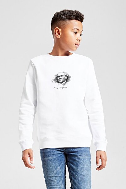 QIVI Unisex dečija bela majica Ulu Önder Ataturk sa poštovanjem i čežnjom Šta...