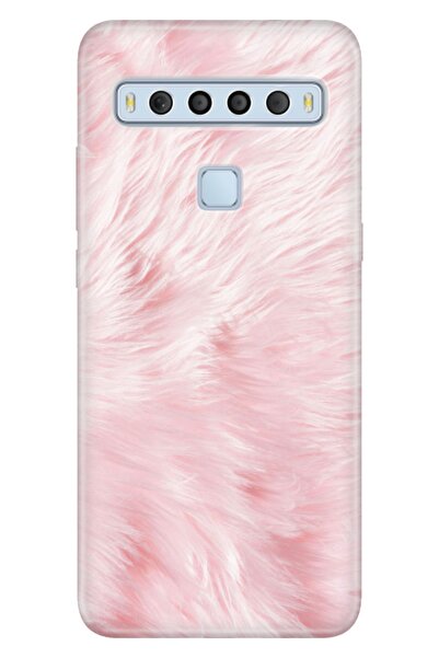 TCL 10l Kılıf Pure Modern Desenli Silikon Pembe Tüy