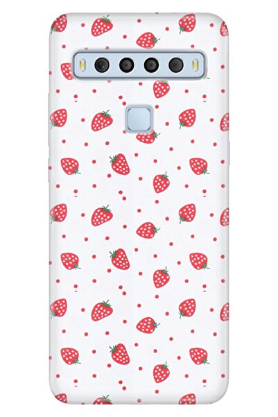 TCL 10l Kılıf Pure Modern Desenli Silikon Çilek