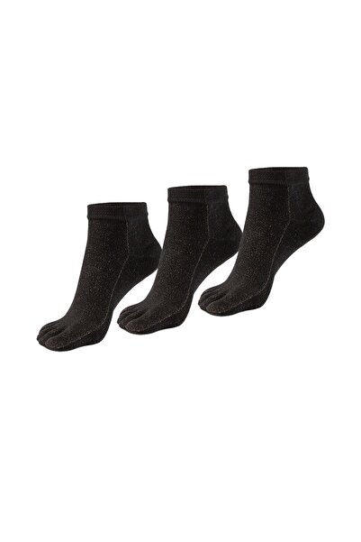 Bonny Silver Fingered Booties Women's Black Silver Socks 3 Pack
