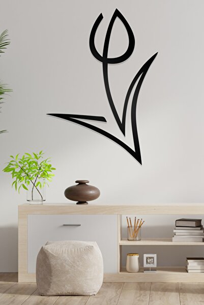 AHWALL Διακοσμητικό Ξύλινο Τραπέζι με Φιγούρα Τουλίπας