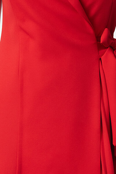 Trendyol Collection Piros ráncos részletes mini szőtt kabát ruha TWOSS24EL00793