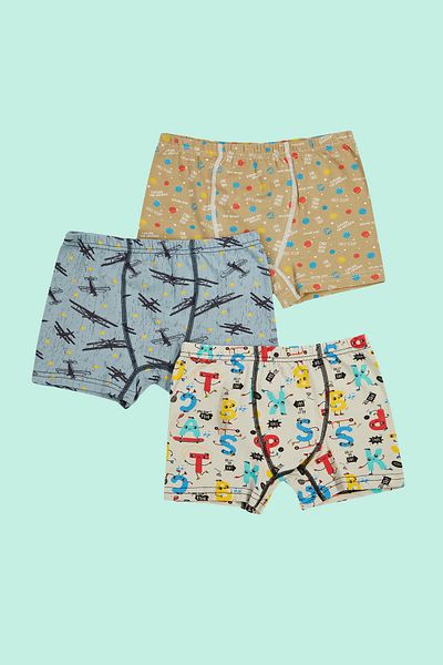 TRENDYOLKIDS Set of 3 Colorful Boxers for Boys - Cotton Knitted Tkdaw25Bx00000