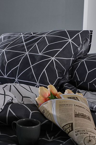 Doqu Home Σετ Παπλωματοθήκη Ranforce Polka Double King Size - Anthracite