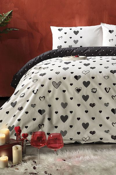 Doqu Home طقم غطاء لحاف فردي من رانفورس فالينز - أسود
