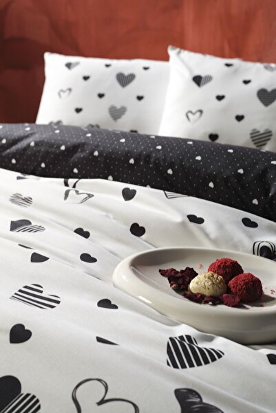 Doqu Home Ranforce Valens Black Double Duvet Cover Set