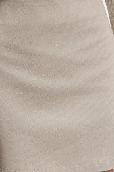 Trendyol Collection Fustă țesută cu lungime mini în formă de A de bază bej cu talie înaltă TWOSS22ET0136