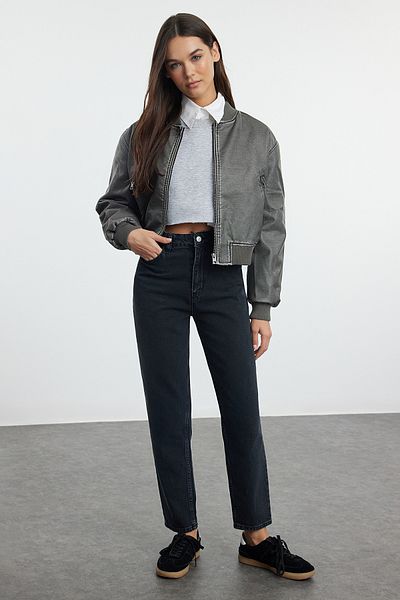 Trendyol Collection Black High Waist Mom Jeans Twoaw25Je00072