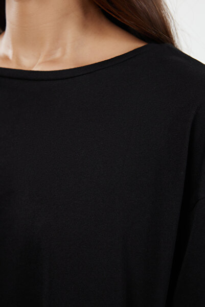 Trendyol Collection Schwarzes gestricktes Pyjama-Set mit Leopardenmuster THMAW25PT00100