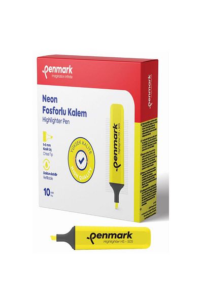 penmark Neon Highlighter Marker Yellow Highlighter Pen (PACK OF 10)