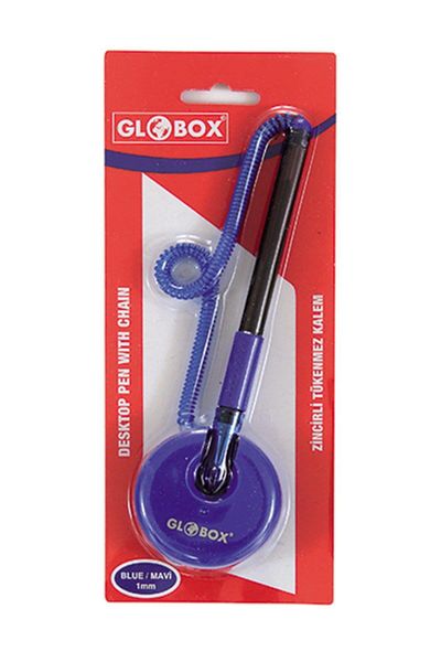 Globox Blue Spiral Ballpoint Desk Pen Blue Chain Banquet Pen (24 Pcs)