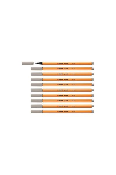 Stabilo 0.4 mm Hot Grey Fineliner - Fine Felt Tip Pen (Pack of 10)
