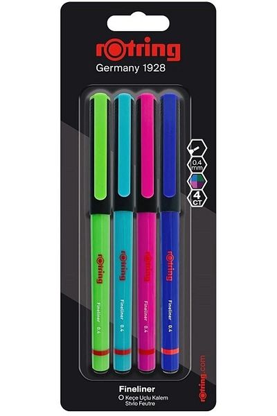 Rotring Liner Fineliner Vibrant Color Felt Tip Pen 4 Colors