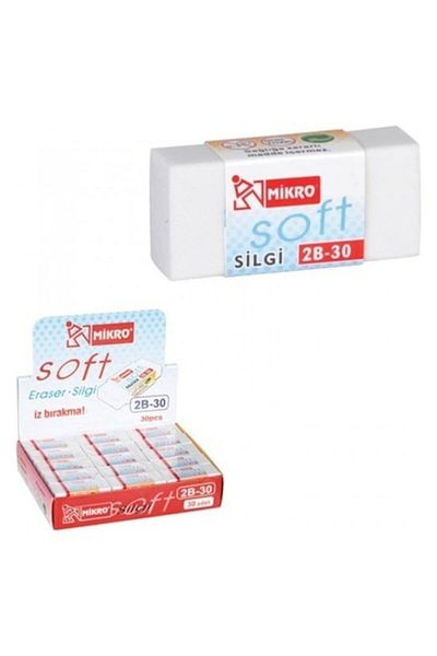 Mikro Soft White Eraser 2b Student Eraser (PACK OF 30)