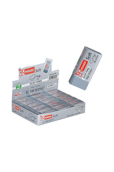 Mikro Eraser 2b-30 gr Gray Student Eraser (PACK OF 30)