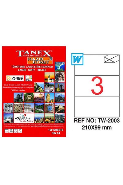 Tanex Αυτοκόλλητο λέιζερ 100 Yp 210x99 Laser-copy-inkjet Tw-2003