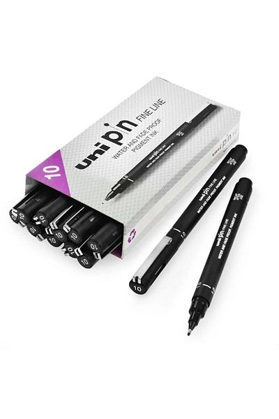 UNİ-BALL Uni-ball Drawing Pen Acrylic Tip Fine Line Pin 1.0 Mm Black Pin 10-200(S)