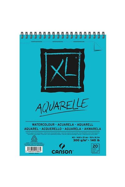Canson A5 300 g - XL Watery, Spiral Paint, 20 Sheets Aquarelle