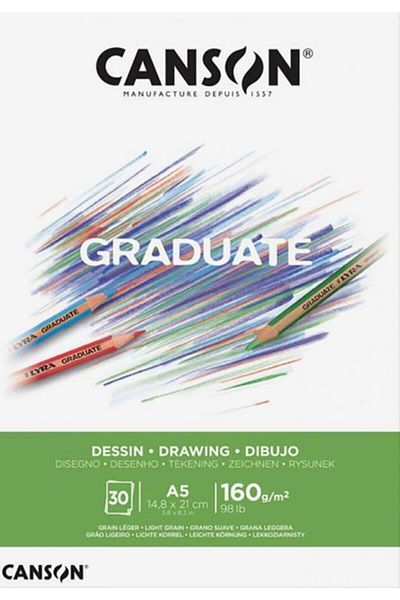 Canson White Graduate Drawing Block - A5 160 Gr