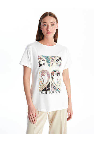 LC Waikiki Γυναικείο - Μπλουζάκι με κοντό μανίκι με στάμπα με λαιμόκοψη