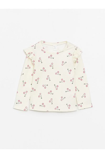 LC Waikiki Dívčí tričko s dlouhým rukávem s potiskem - Crew Neck